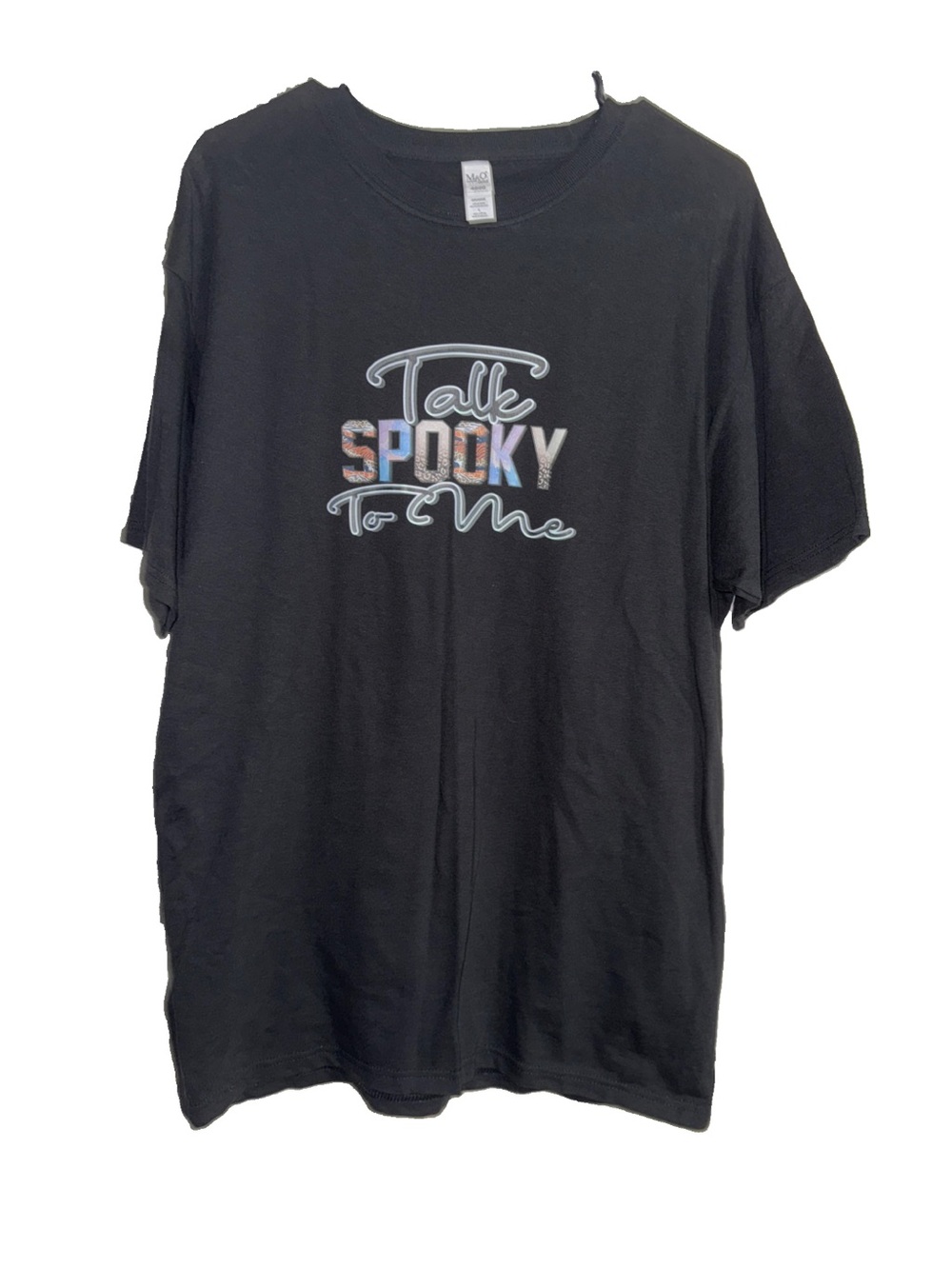 M&O Gold Women’s Talk Spooky To Me Graphic T-Shirt Black Large NEW